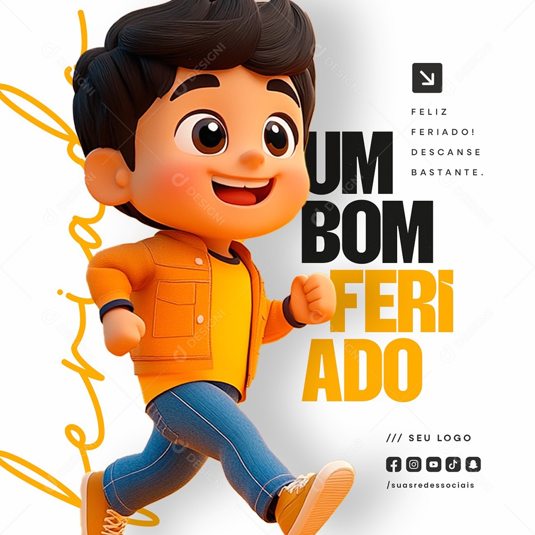 Feliz Feriado Descanse Bastante Social Media PSD Editável