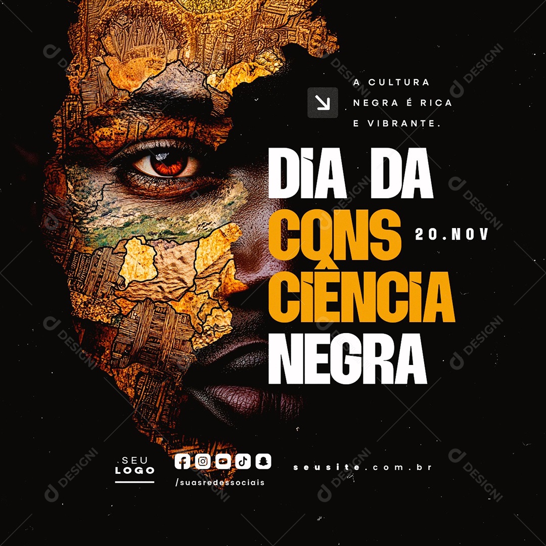 Dia da Consciência Negra 20 de Novembro Social Media PSD Editável
