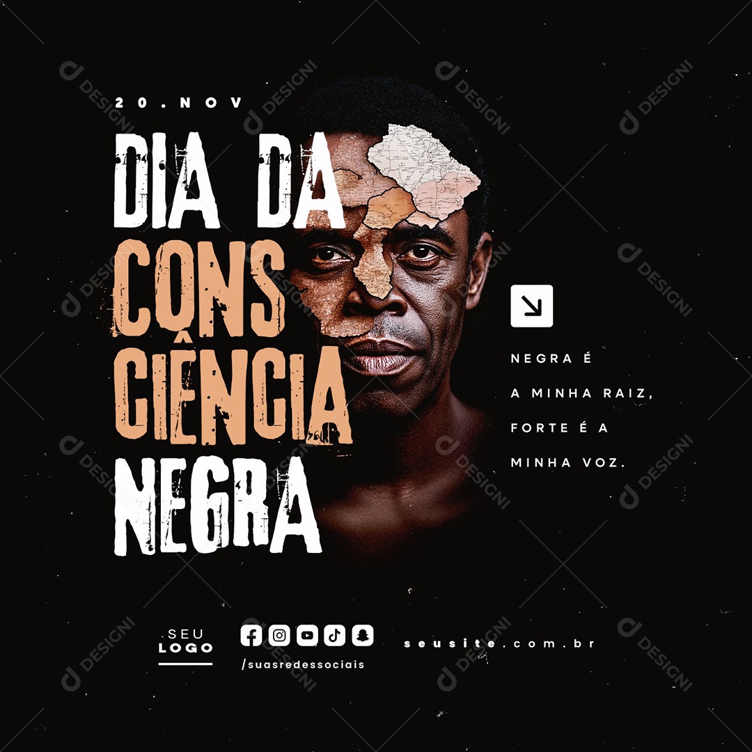Dia da Consciência Negra 20 de Novembro Social Media PSD Editável