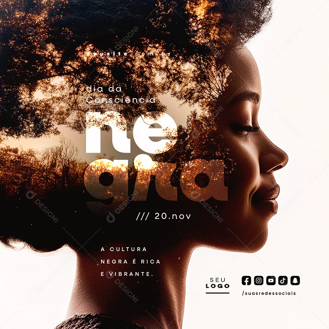 Dia da Consciência Negra 20 de Novembro Social Media PSD Editável