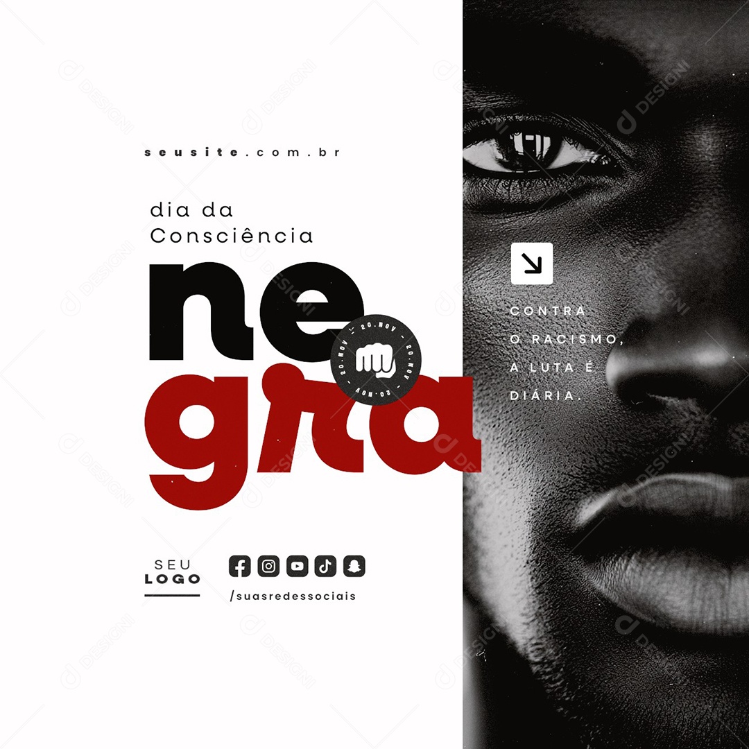 Dia da Consciência Negra 20 de Novembro Social Media PSD Editável