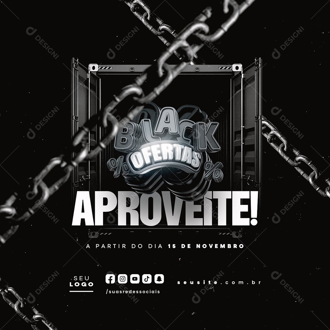 Black Ofertas Aproveite a Partir do Dia 15 de Novembro Social Media PSD Editável