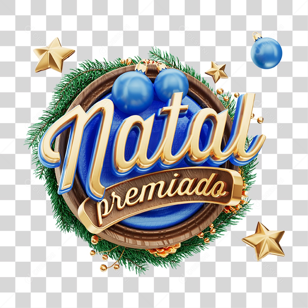 Selo 3D Natal Premiado PNG Transparente