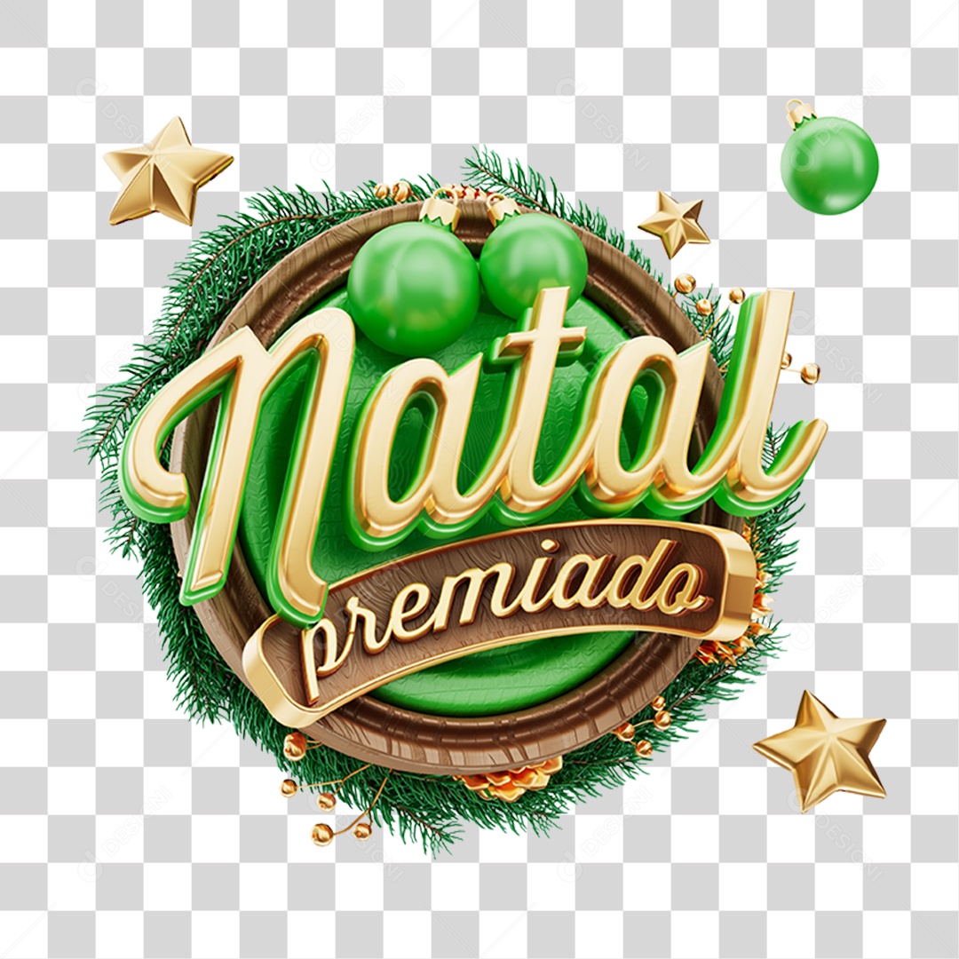 Selo 3D Natal Premiado PNG Transparente