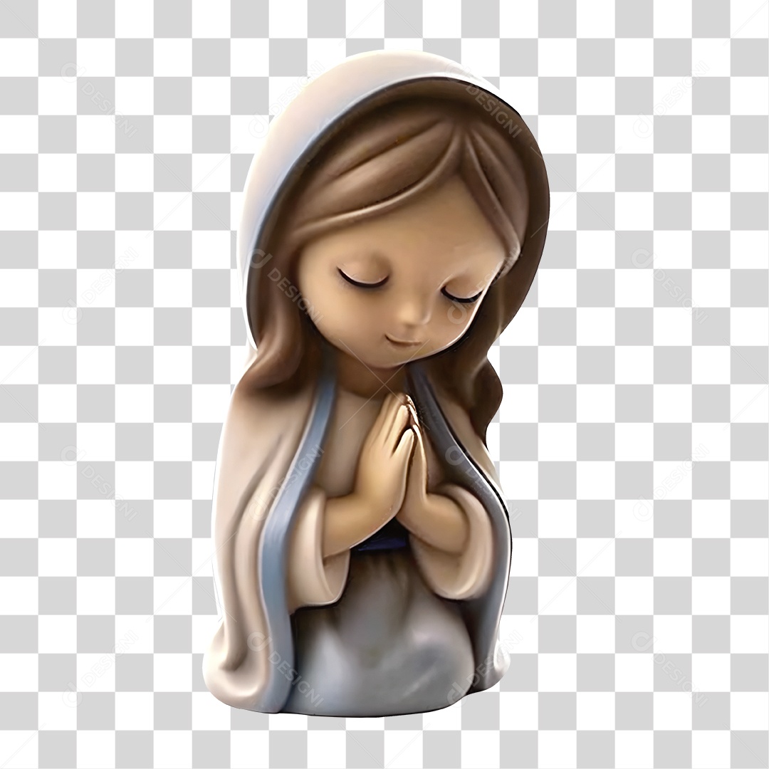 Personagem de Mulher em Oração Elemento 3D Para Composição PNG Transparente