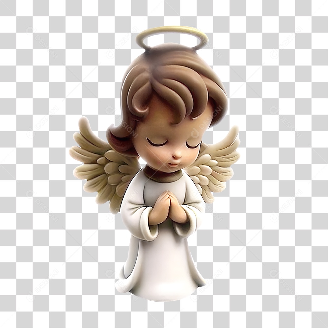 Personagem de Anjo Em Oração Elemento 3D Para Composição PNG Transparente
