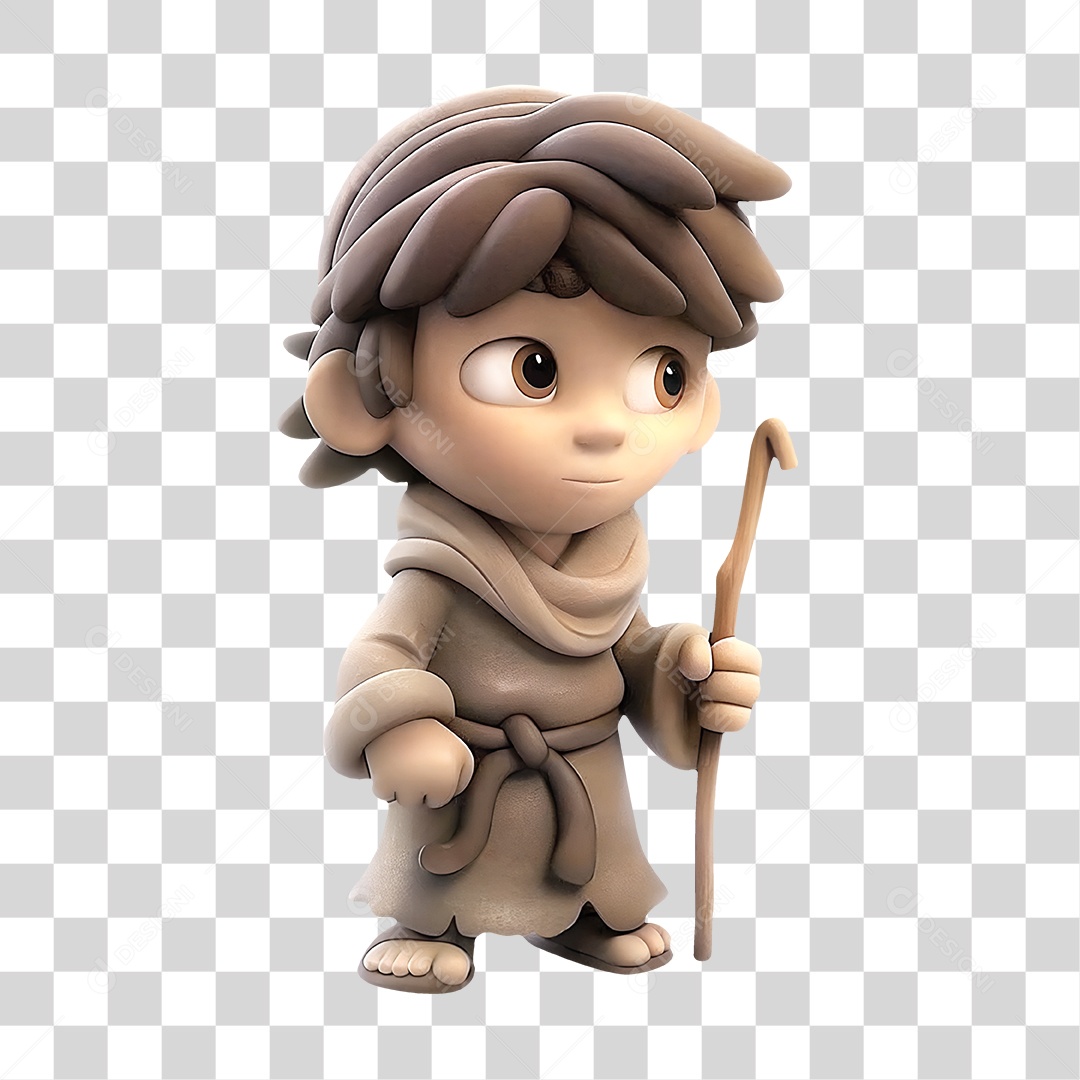 Personagem de Pastor de Ovelhas Elemento 3D Para Composição PNG Transparente