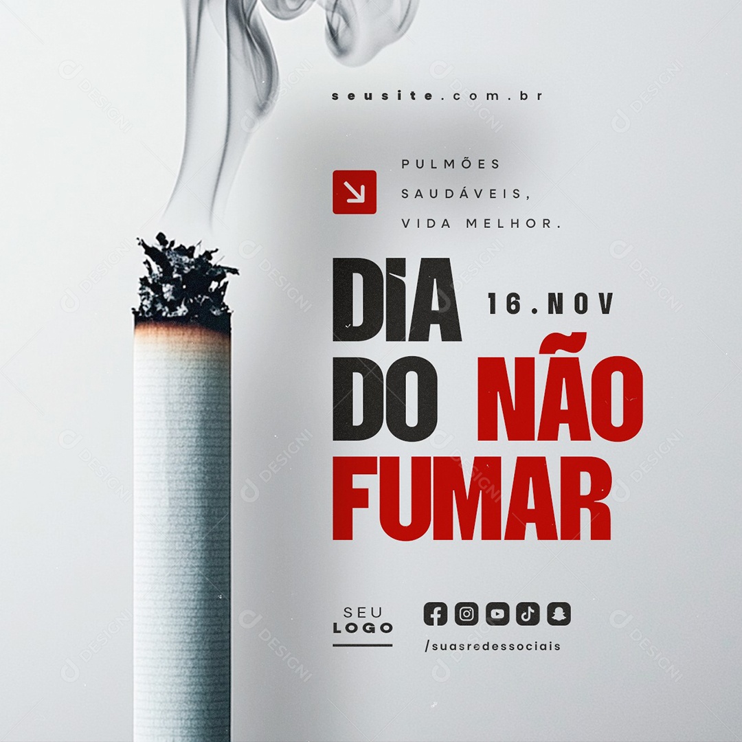 Social Media Dia do Não Fumar 16 de Novembro PSD Editável