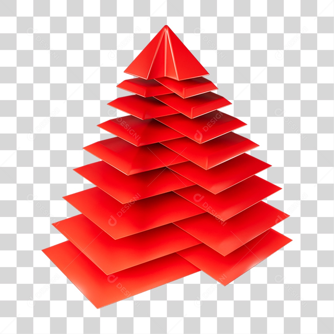 Elemento 3D Árvore Geométrica PNG Transparente