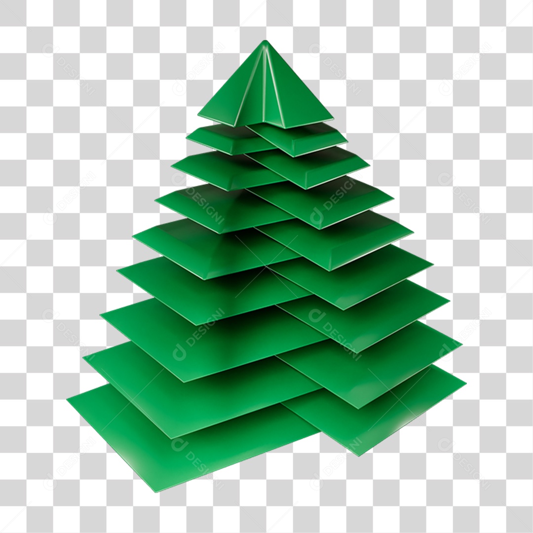 Elemento 3D Árvore Geométrica PNG Transparente