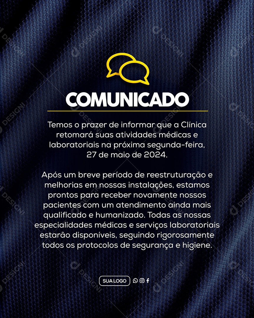 Comunicado Importante Clinica Social Media PSD Editável