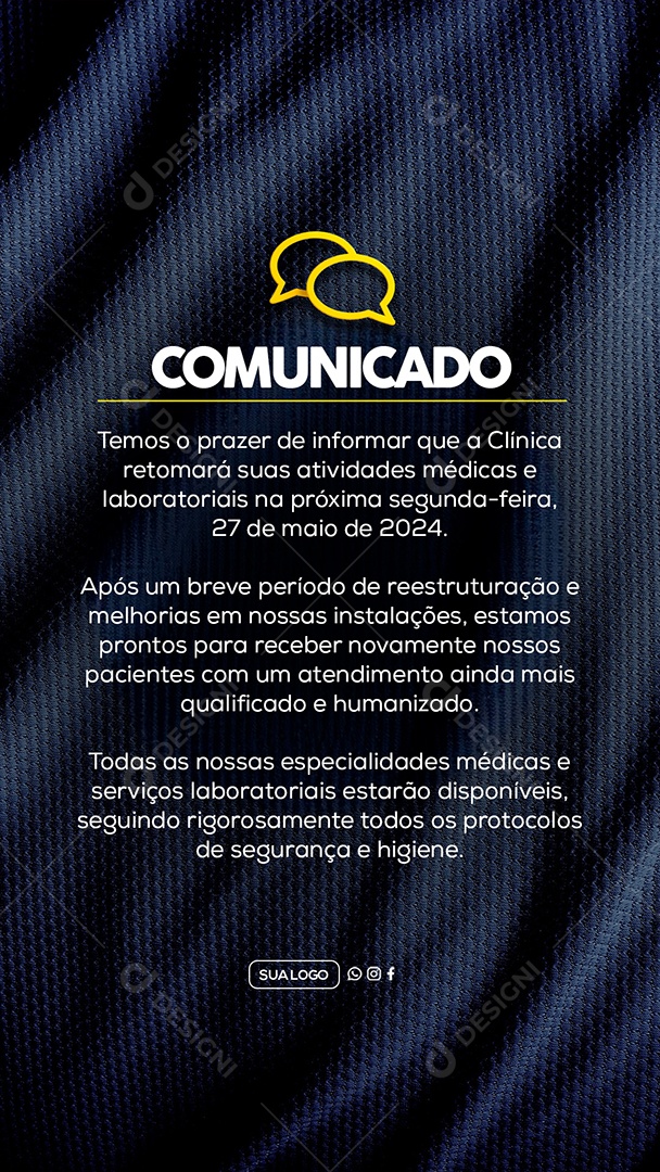 Story Comunicado Importante Clinica Social Media PSD Editável