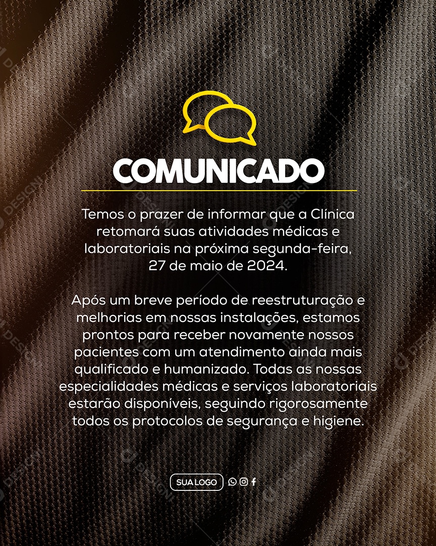 Comunicado Importante Clinica Social Media PSD Editável