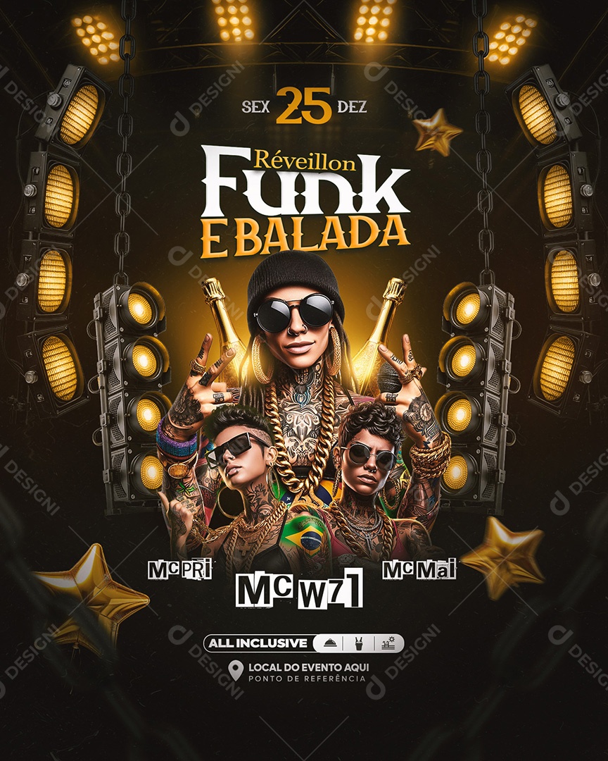 Flyer Réveillon Shows Social Media PSD Editável