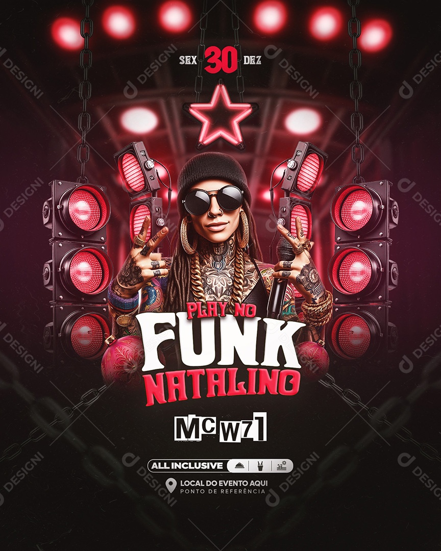 Flyer Funk Natalino Social Media PSD Editável