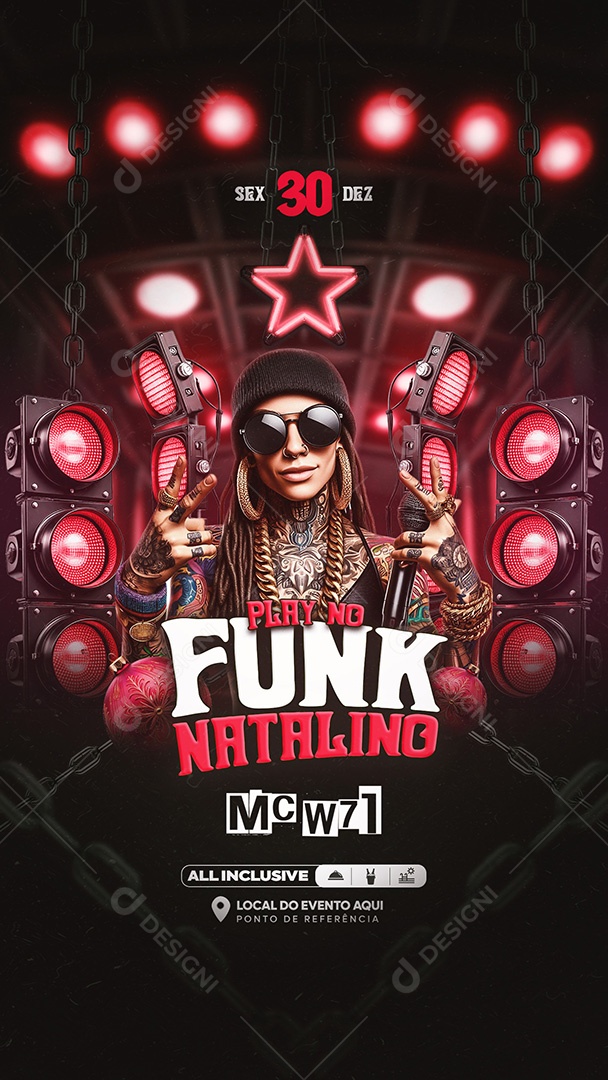 Flyer Funk Natalino Social Media PSD Editável