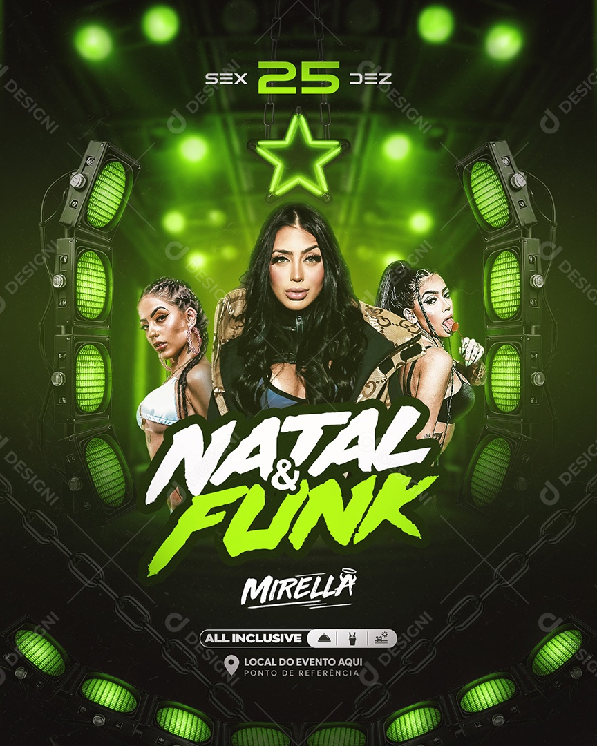 Flyer Natal e Funk Social Media PSD Editável