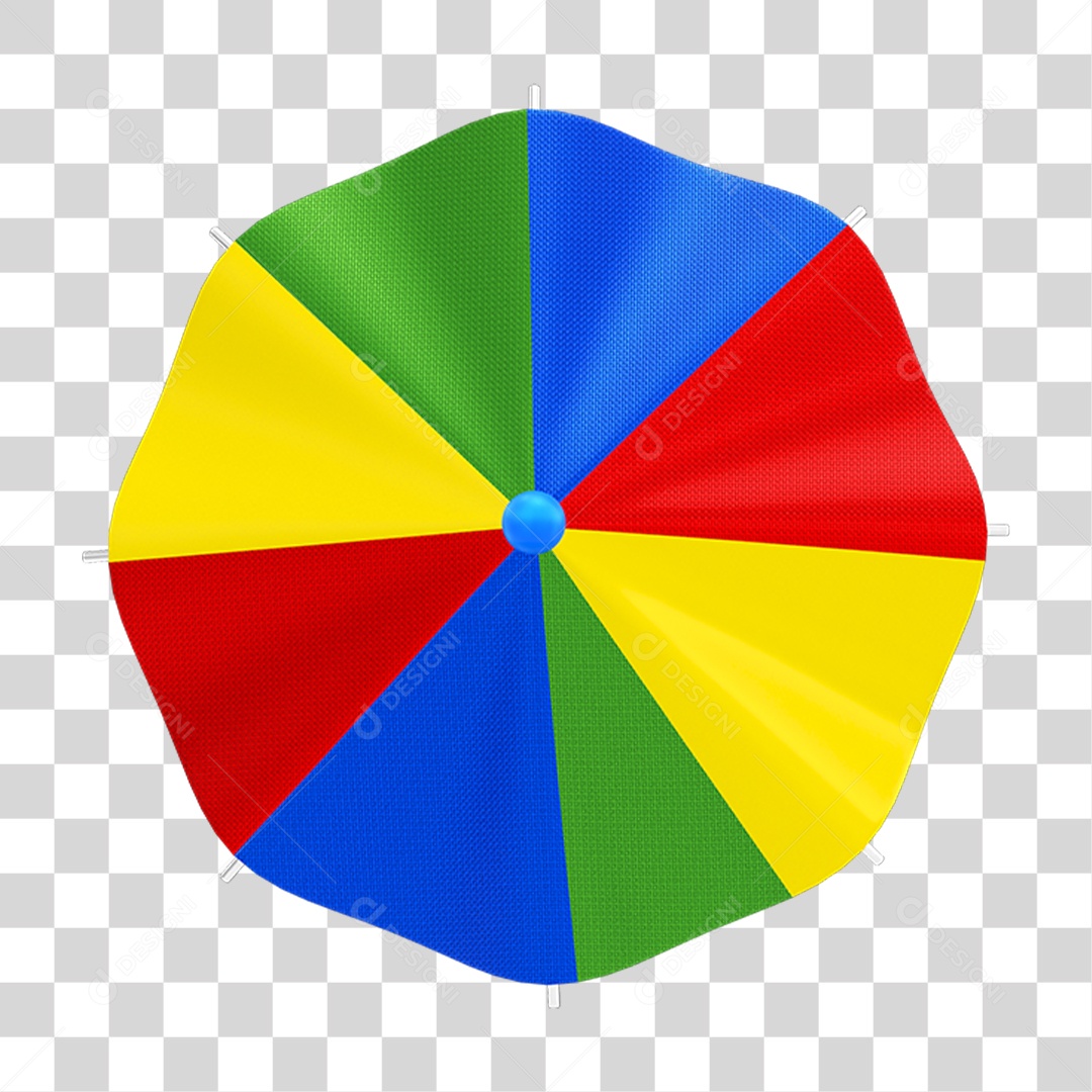 Elemento 3D Guarda Chuva Colorido PNG Transparente