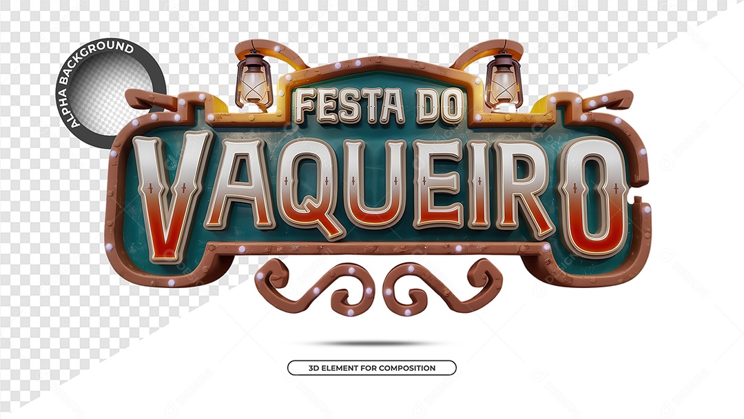 Festa Do Vaqueiro Selo 3D para Composição PSD