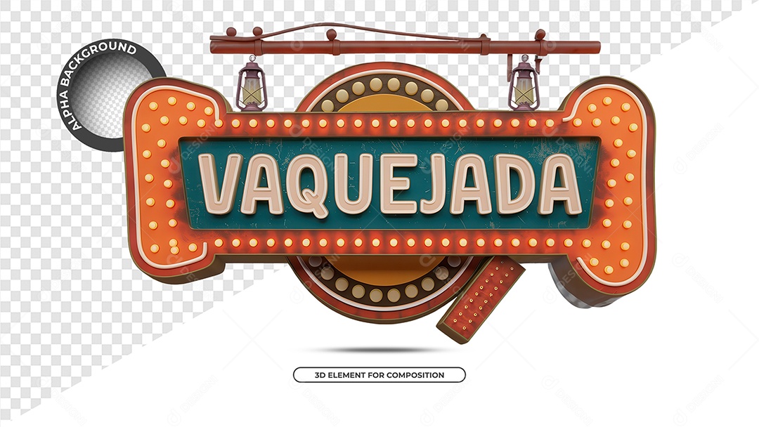 Vaquejada Selo 3D para Composição PSD