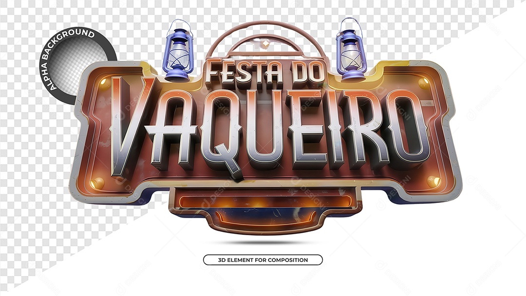 Vaquejada Selo 3D para Composição PSD