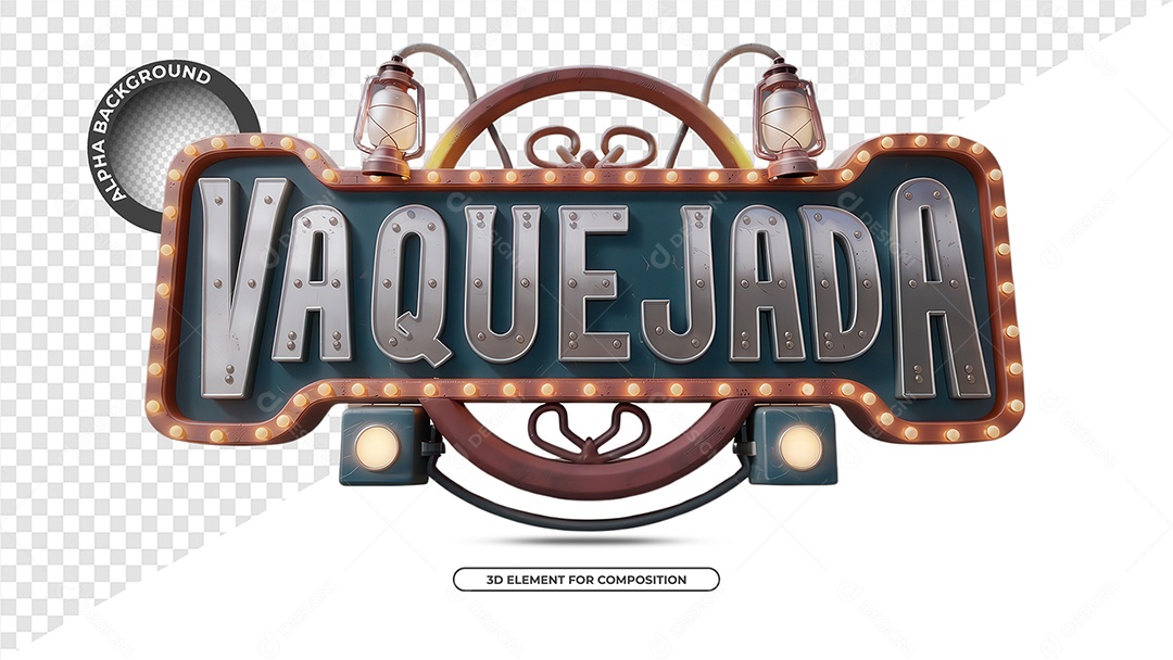 Vaquejada Selo 3D para Composição PSD