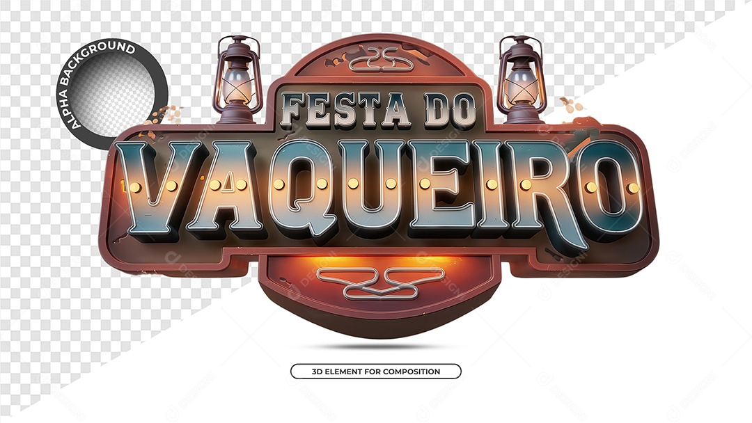 Festa Do Vaqueiro Selo 3D para Composição PSD