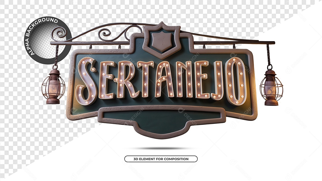 Sertanejo  Selo 3D para Composição PSD