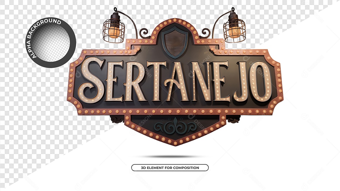 Sertanejo  Selo 3D para Composição PSD