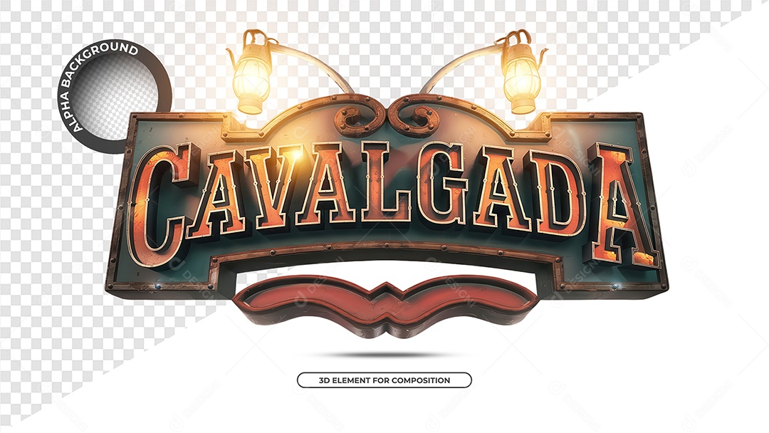 Cavalgada Selo 3D para Composição PSD