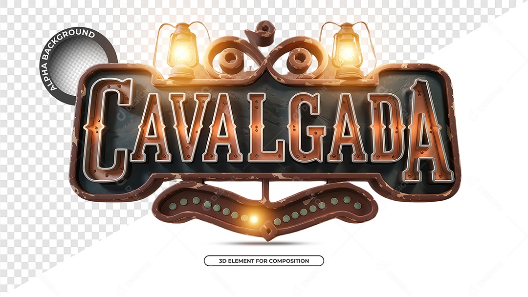 Cavalgada Selo 3D para Composição PSD