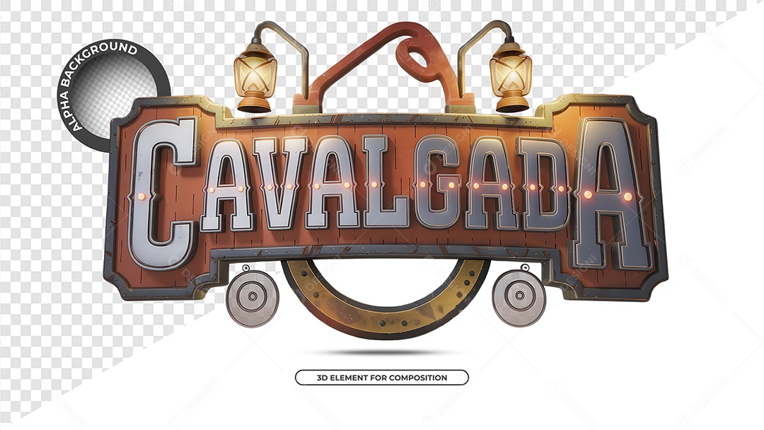 Cavalgada Selo 3D para Composição PSD