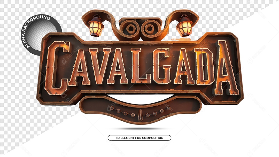 Cavalgada Selo 3D para Composição PSD