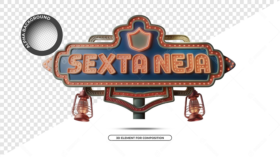 Sexta Neja Selo 3D para Composição PSD