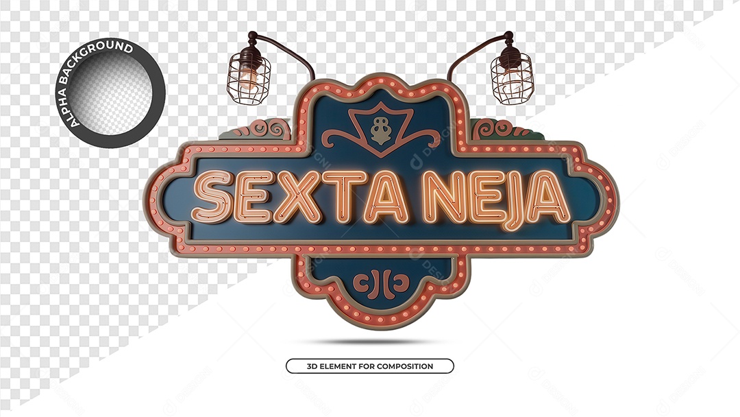 Sexta Neja Selo 3D para Composição PSD