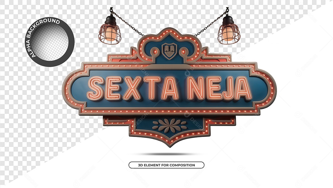 Sexta Neja Selo 3D para Composição PSD
