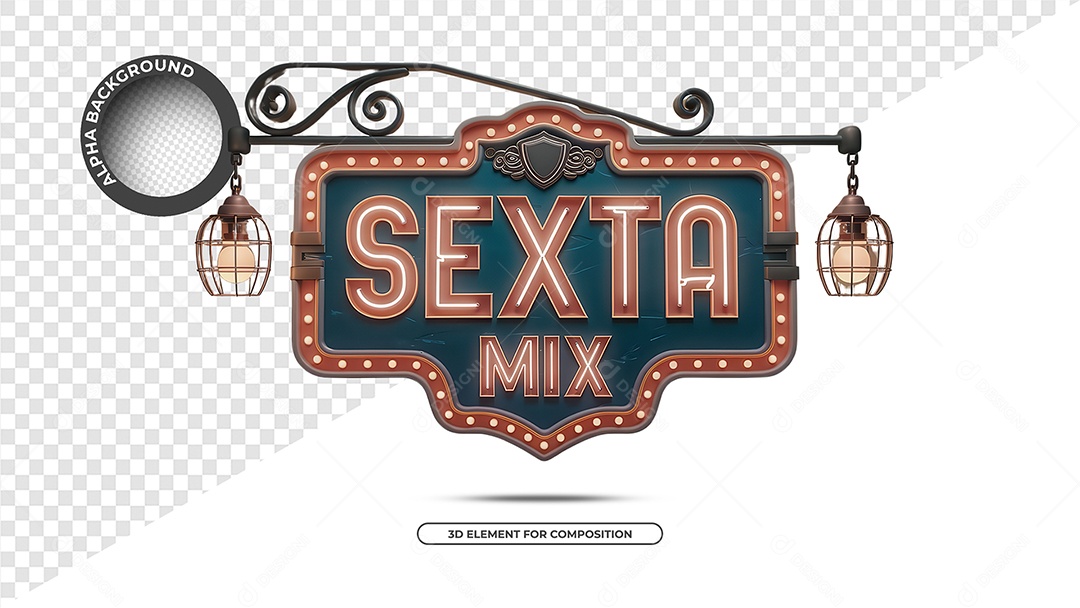 Sexta Mix Selo 3D para Composição PSD