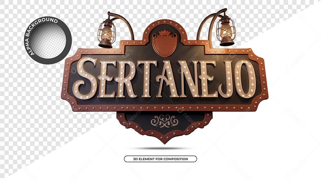 Sertanejo Selo 3D para Composição PSD
