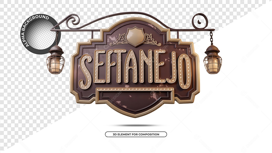 Sertanejo Selo 3D para Composição PSD