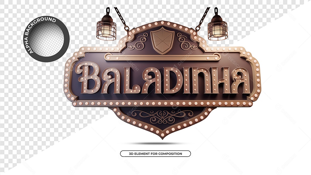 Baladinha Selo 3D para Composição PSD