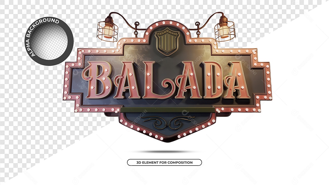 Balada Selo 3D para Composição PSD