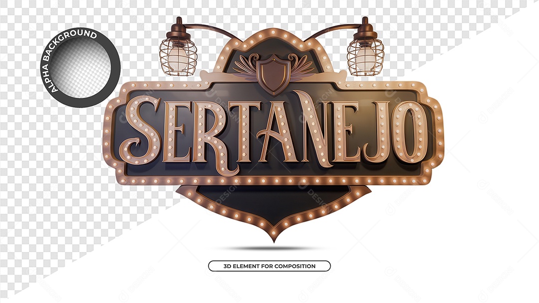 Sertanejo Selo 3D para Composição PSD