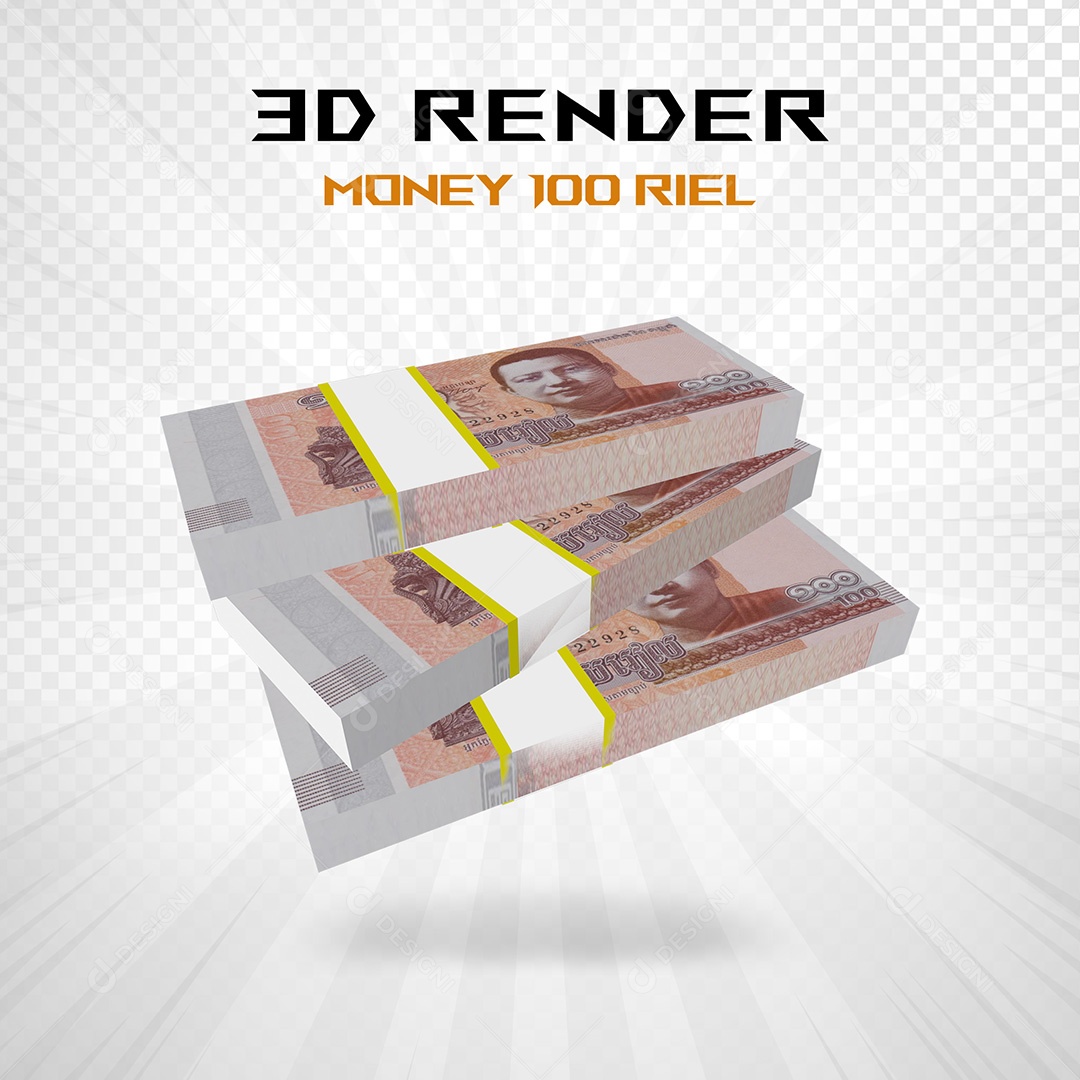 Elemento 3D Notas de 100 Dólar para Composição PSD