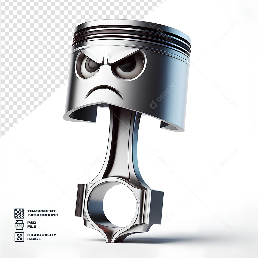 Pistão Peça Cilíndrica de Metal Elemento 3D para Composição PSD