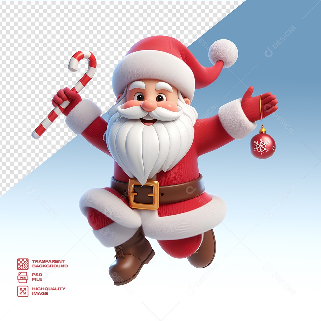 Papai Noel Personagem 3D para Composição PSD