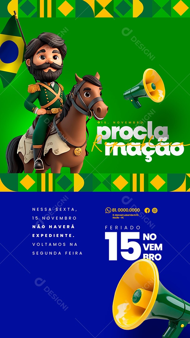 Story Feriado Proclamação da República Comunicado Social Media PSD Editável