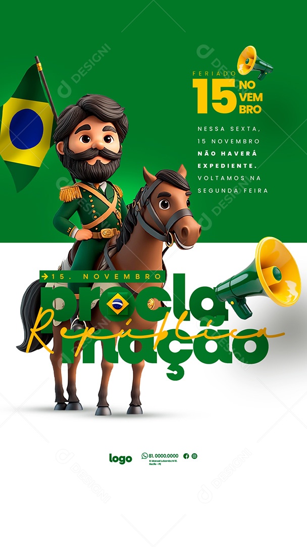 Story Feriado Proclamação da República Comunicado Social Media PSD Editável