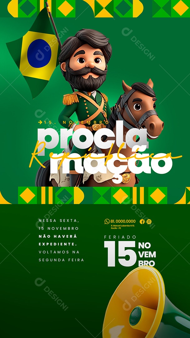 Story Feriado Proclamação da República Comunicado Social Media PSD Editável