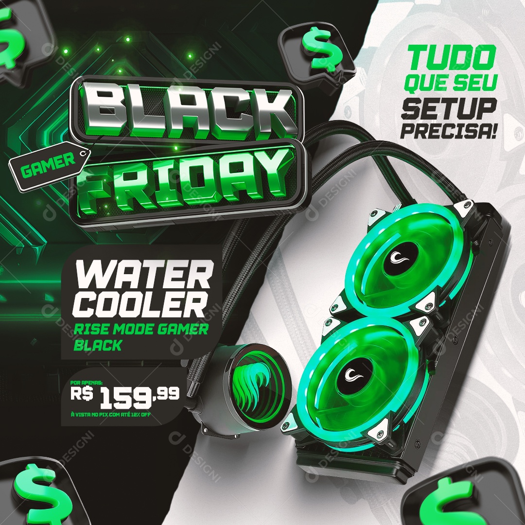 Black Friday Loja de Eletrônicos Water Cooler Social Media PSD Editável
