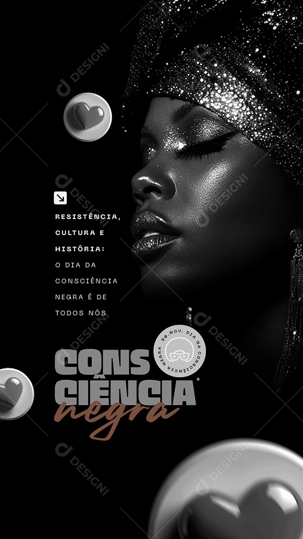 Story Dia da Consciência Negra 20 de Novembro Resistência Social Media PSD Editável